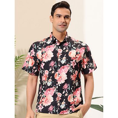 Men's Short Sleeve Button Down Hawaiian Flower Shirts