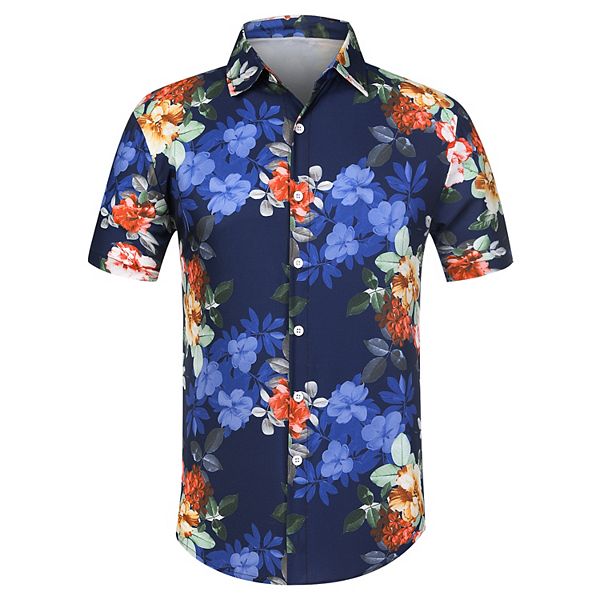 Men's Short Sleeve Button Down Hawaiian Flower Shirts