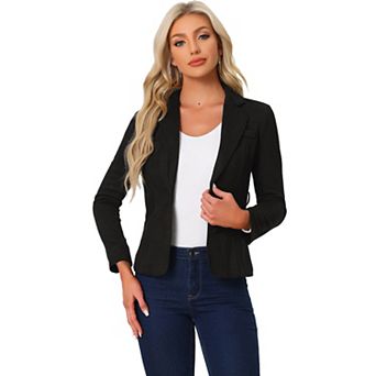 Faux Suede Blazer For Women's Notched Lapel Collar Casual Jackets With Belt