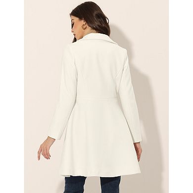 Women's Turn Down Collar Pocket Flap Double Breasted Outwear Winter Coat
