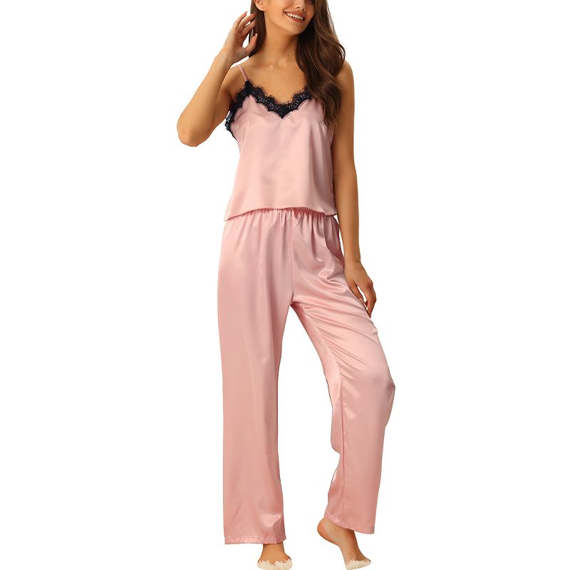 Womens Satin Pajamas Set Sleepwear Nightwear Cami Tops with Shorts