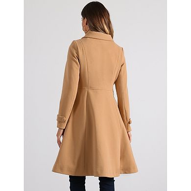 Women's Vintage Winter Coat a Line Overcoat Double Breasted Peacoat