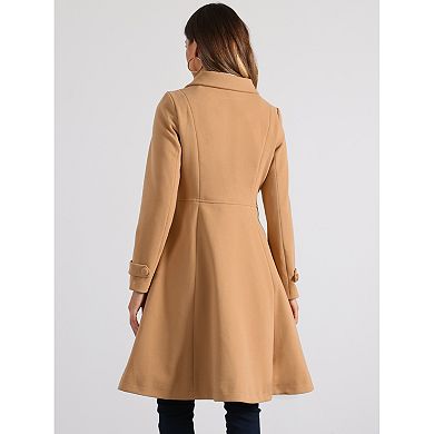 Women's Vintage Winter Coat A Line Overcoat Double Breasted Peacoat