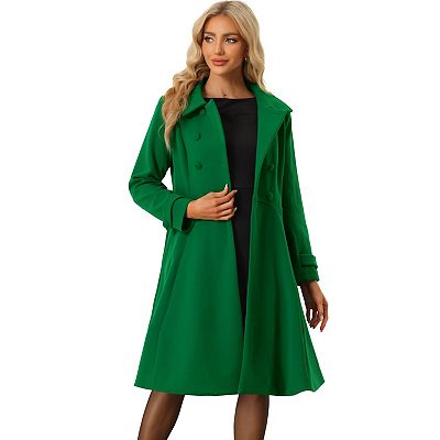 Women s Vintage Winter Coat a Line Overcoat Double Breasted Peacoat