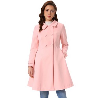 Women's Vintage Winter Coat a Line Overcoat Double Breasted Peacoat
