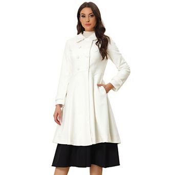 Women's Vintage Winter Coat a Line Overcoat Double Breasted Peacoat