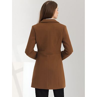 Women's Notched Lapel Outerwear Winter Coat