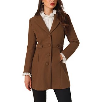 Women's Notched Lapel Outerwear Winter Coat