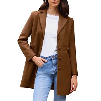 Women's Notched Lapel Outerwear Winter Coat