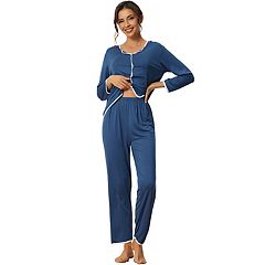 cheibear Women's Sleepwear Pajama Set Nightwear Round Neck Loungewear with  Capri Pants Gray Medium