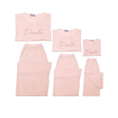 Womens Sleepwear Short Sleeve With Capri Pants Letters Family Pajama Sets