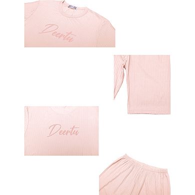 Womens Sleepwear Short Sleeve With Capri Pants Letters Family Pajama Sets