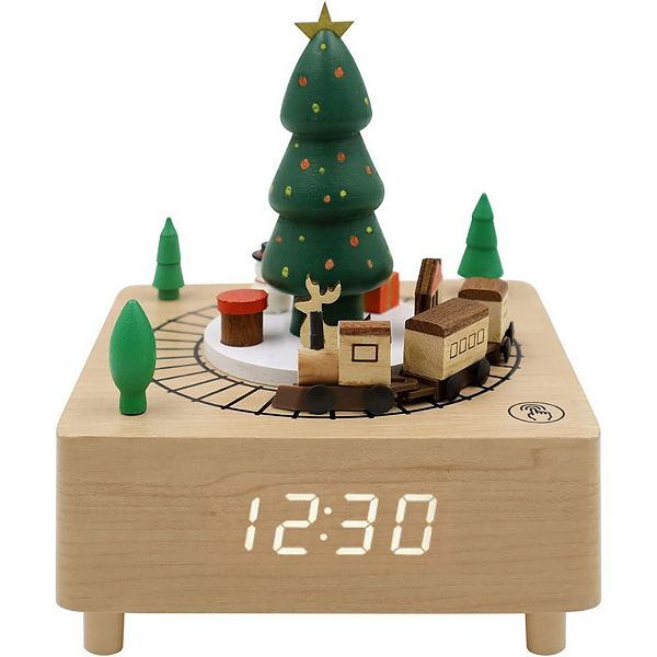 F.C Design Christmas Wooden Music Box Alarm Clock,Christmas Train