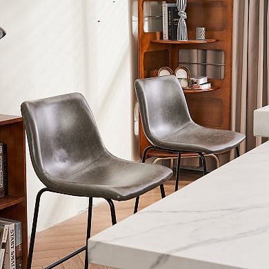 Unikome Faux Leather Height Bar Stools set of 2 with Iron Base