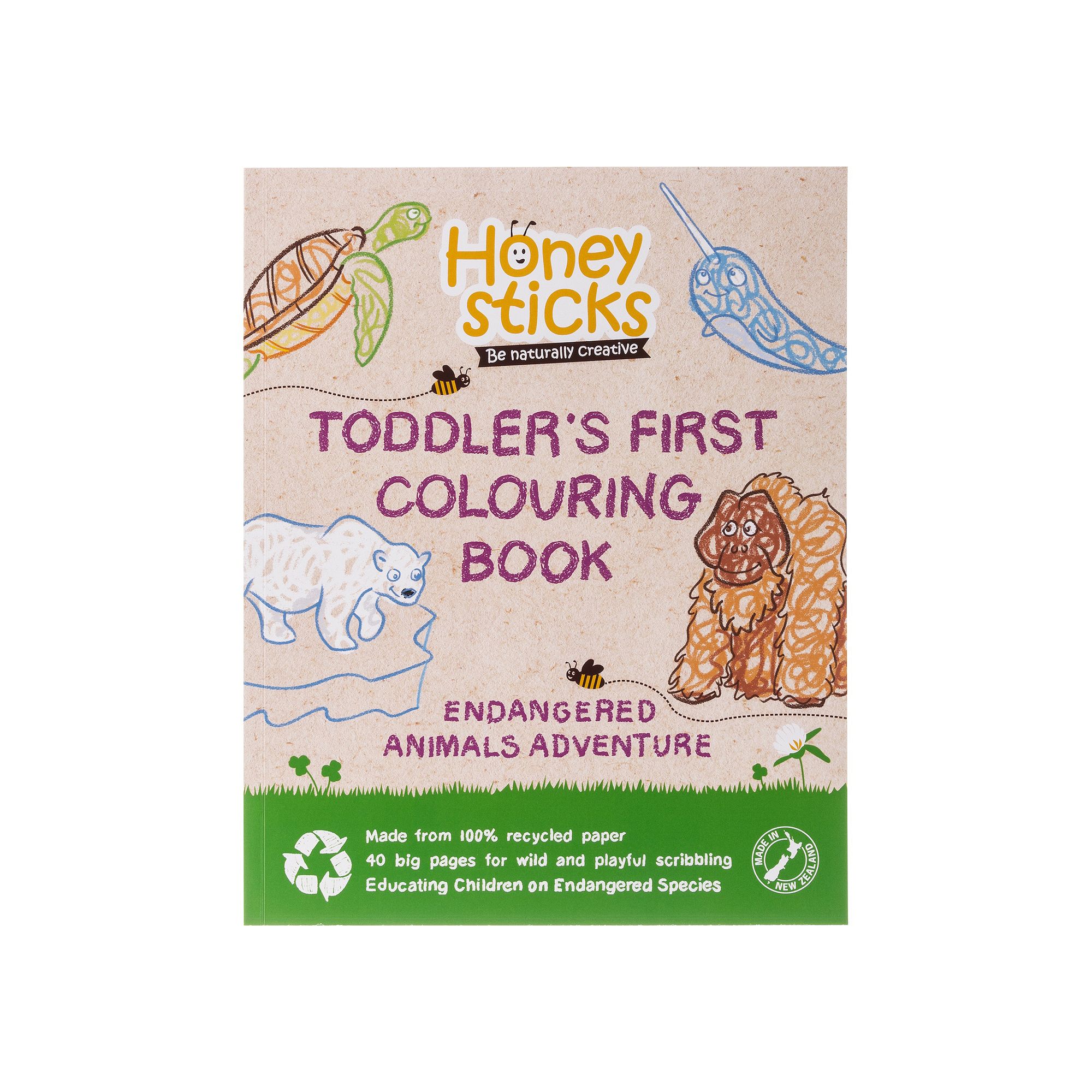 Honeysticks Toddlers First Coloring Book - An Endangered Animals Adventure