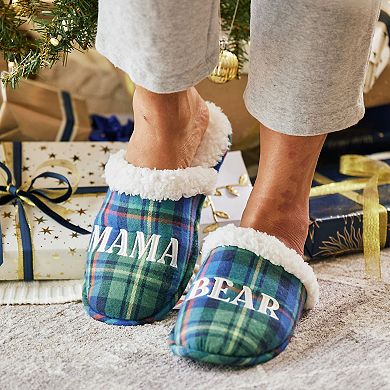 Dearfoams Mama Bear Plaid Women's Scuff Slippers