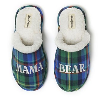Dearfoams Mama Bear Women's Plaid Scuff Slippers