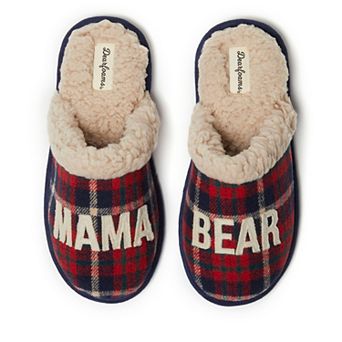 Dearfoams Mama Bear Women's Plaid Scuff Slippers