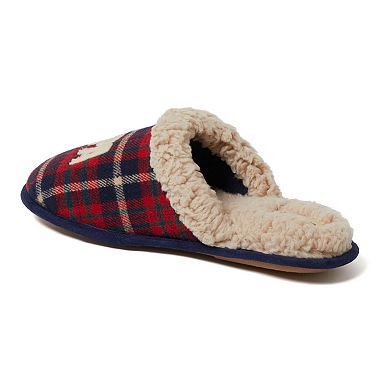 Dearfoams Papa Bear Men's Plaid Scuff Slippers