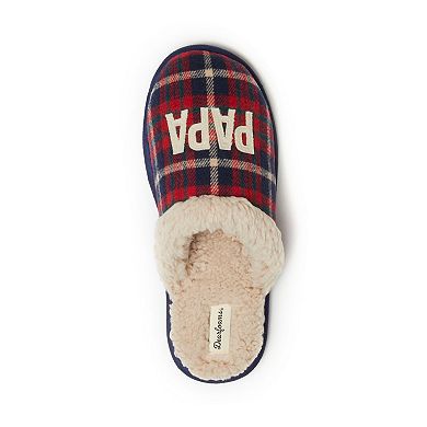 Dearfoams Papa Bear Men's Plaid Scuff Slippers