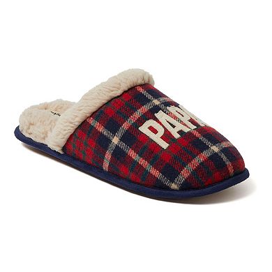 Dearfoams Papa Bear Men's Plaid Scuff Slippers