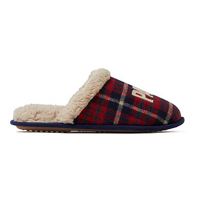 Dearfoams Papa Bear Men's Plaid Scuff Slippers