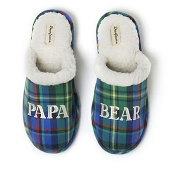 Dearfoams Papa Bear Men's Plaid Scuff Slippers