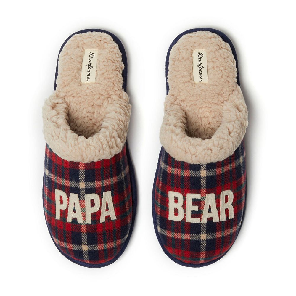 Dearfoams Papa Bear Men s Plaid Scuff Slippers