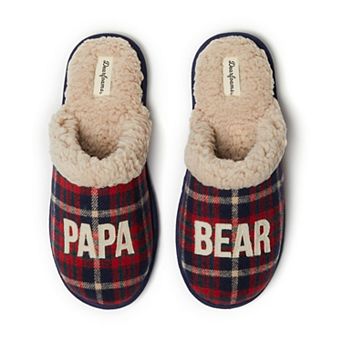 Dearfoams Papa Bear Men's Plaid Scuff Slippers