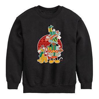 Disney's Mickey Mouse & Pluto Boys 8-20 Presents Crew Fleece Sweatshirt