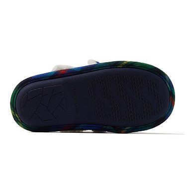 Dearfoams Lil Bear Kid's Plaid Scuff Slippers