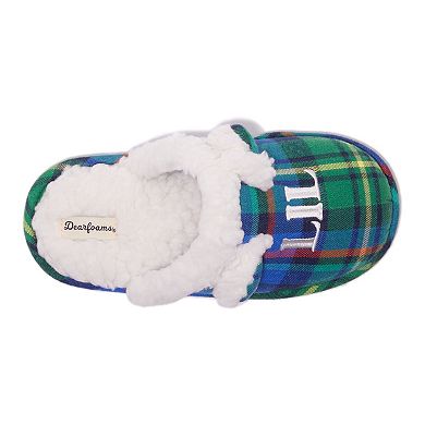 Dearfoams Lil Bear Kid's Plaid Scuff Slippers