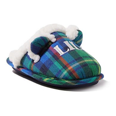 Dearfoams Lil Bear Kid's Plaid Scuff Slippers