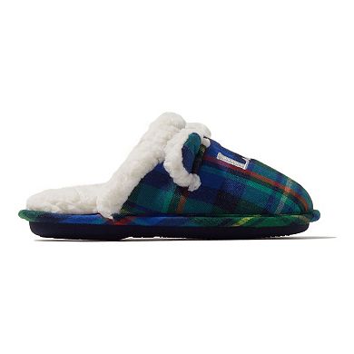 Dearfoams Lil Bear Kid's Plaid Scuff Slippers