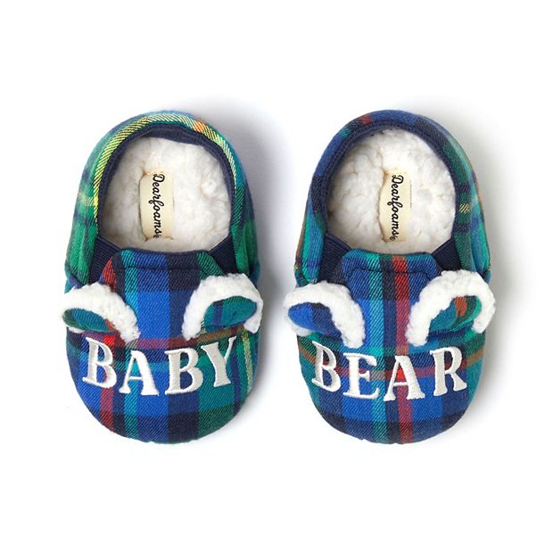 Dearfoams Baby Bear Plaid Closed Back Slippers