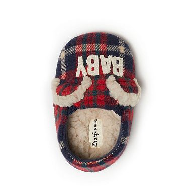 Dearfoams Baby Bear Plaid Closed Back Slippers