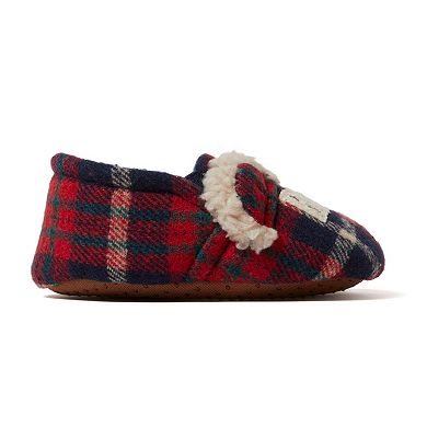 Dearfoams Baby Bear Plaid Closed Back Slippers