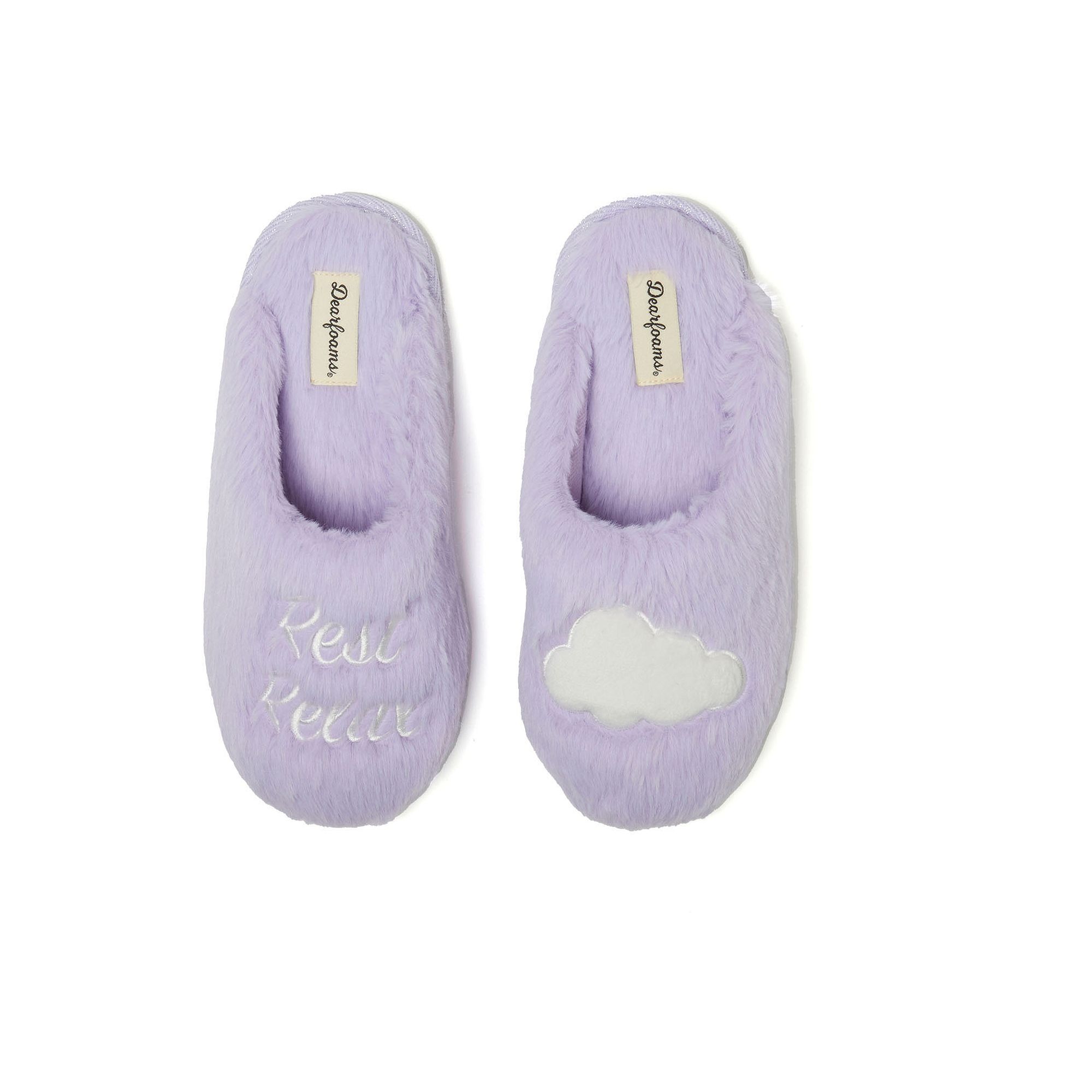 Womens Dearfoams Bailey Faux Fur Scuff Slippers, Size: Large, Hyacinth