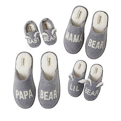 Dearfoams Casey Baby Bear Family Scuff Slippers