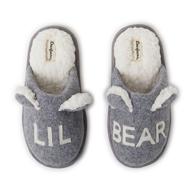 Dearfoams Casey Lil Bear Kids Family Scuff Slippers