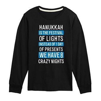Boys 8-20 Hanukkah Festival of Lights Long Sleeve Graphic Tee