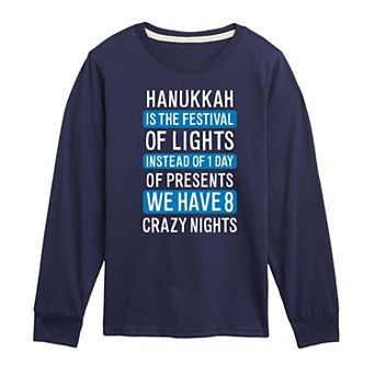 Boys 8-20 Hanukkah Festival of Lights Long Sleeve Graphic Tee