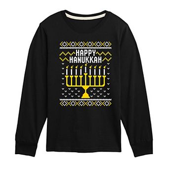 Boys 8-20 Happy Hanukkah Long Sleeve Graphic Tee