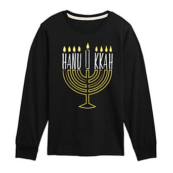 Boys 8-20 Hanukkah Menorah Long Sleeve Graphic Tee