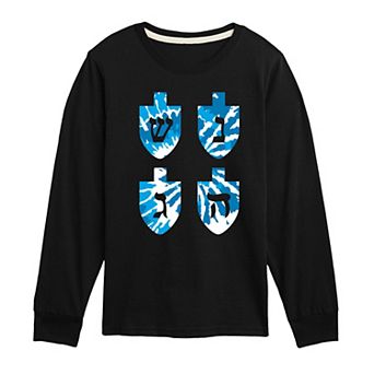 Boys 8-20 Tie Dye Dreidels Long Sleeve Graphic Tee