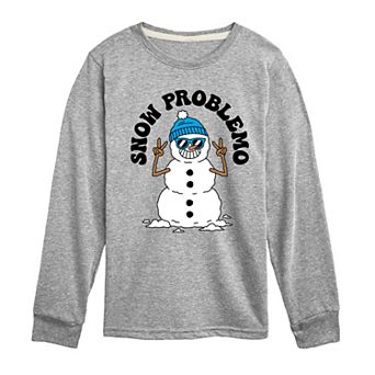 Boys 8-20 Snowman Snow Problemo Long Sleeve Graphic Tee