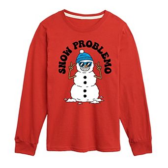 Boys 8-20 Snowman Snow Problemo Long Sleeve Graphic Tee