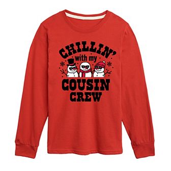 Boys 8-20 Chillin With My Cousin Crew Long Sleeve Tee