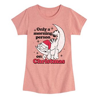 Girls 7-16 Garfield Morning Person On Christmas Graphic Tee