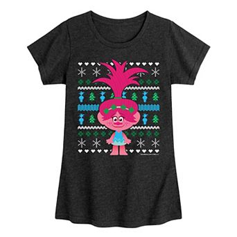 Girls 7-16 Trolls Poppy Blue Green Ugly Sweater Graphic Tee